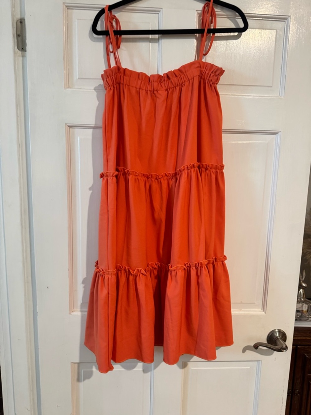 Bright Orange Tiered Spaghetti Strap Sundress